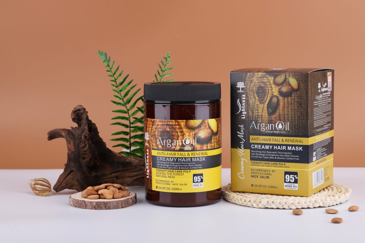 ماسک مو لای.ت.نس مدل روغن آرگان تقویت کننده فاقد سولفات مناسب انواع مو حجم 1000ml