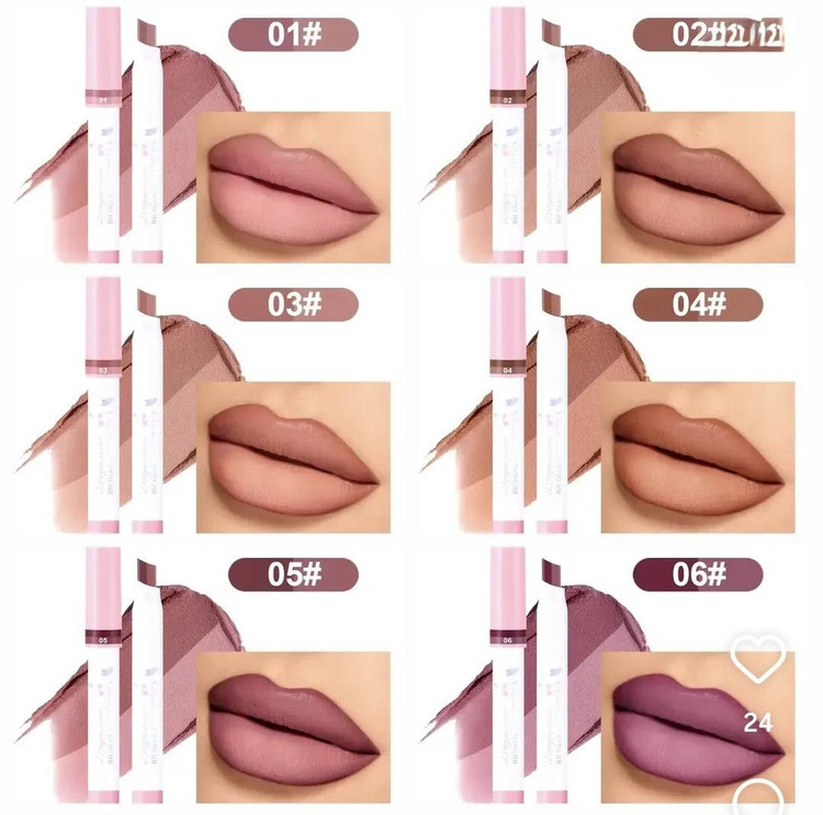 پک ۶ عددی رژلب پیچی دو رنگ جامد استیکی دراگون رانی مدل Bicolor Lazy